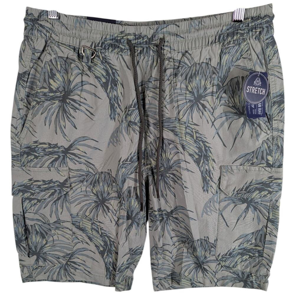 American Rag Ripstop Cargo Shorts Mens Size Medium Palm Trees Aqua Chill Blue